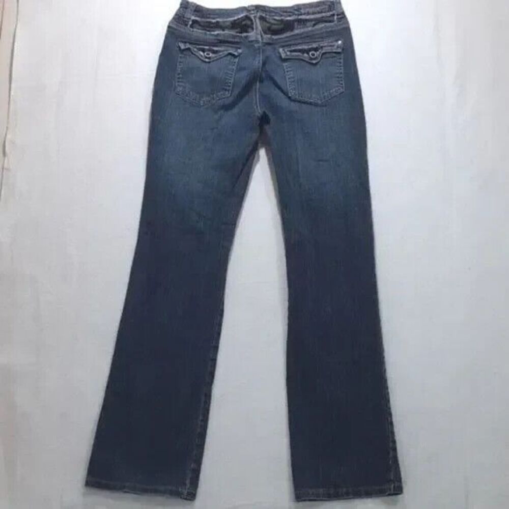 Ethyl size 8 blue jeans black lace embellished rhinestones beaded *